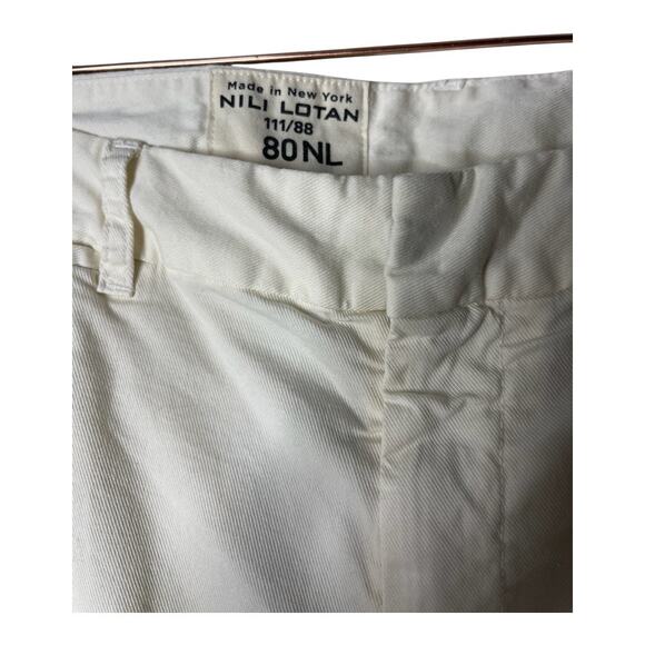 Nili Lotan East Hampton Pants Slim Leg Cropped Low Rise Raw Hem Eggshell Size 10 - Picture 6 of 15